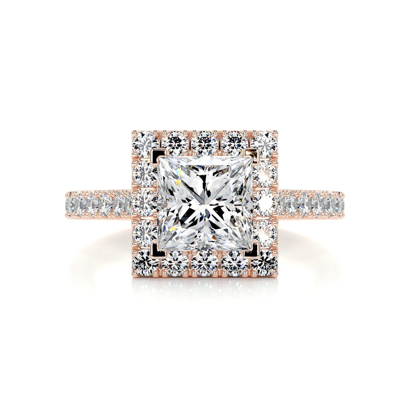 2.55 Carat Princess Halo Moissanite Engagement Ring