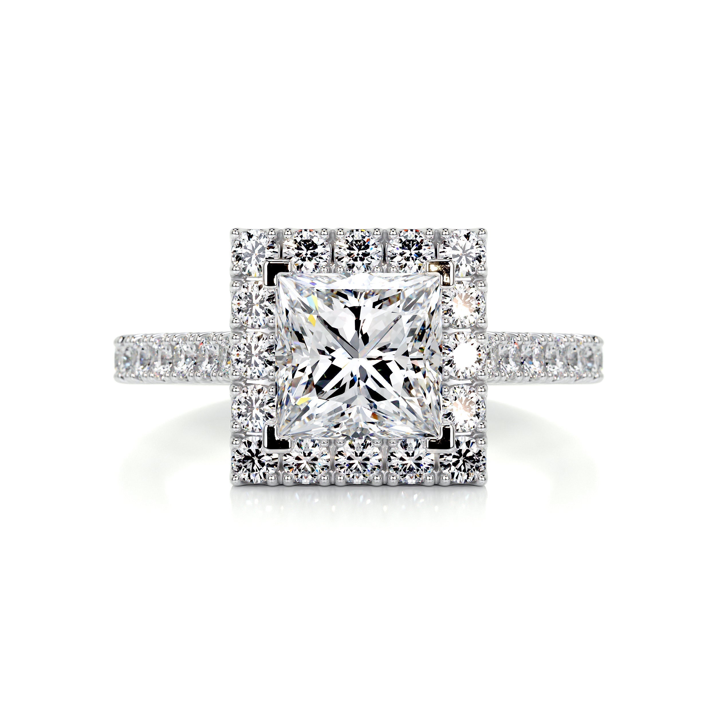 2.55 Carat Princess Halo Moissanite Engagement Ring