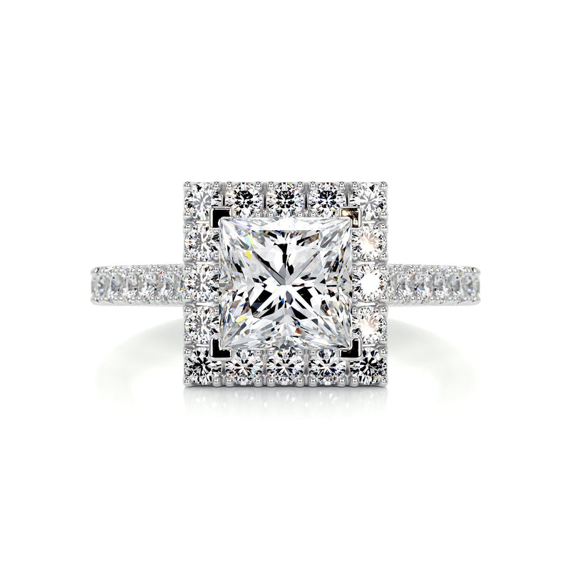 2.55 Carat Princess Halo Moissanite Engagement Ring