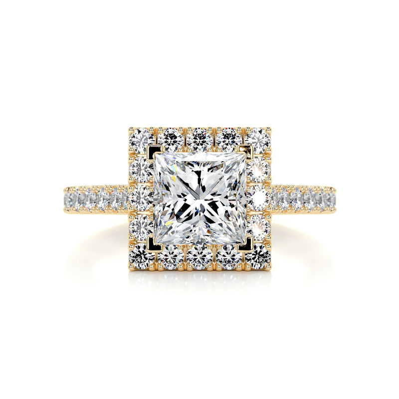 2.55 Carat Princess Halo Moissanite Engagement Ring