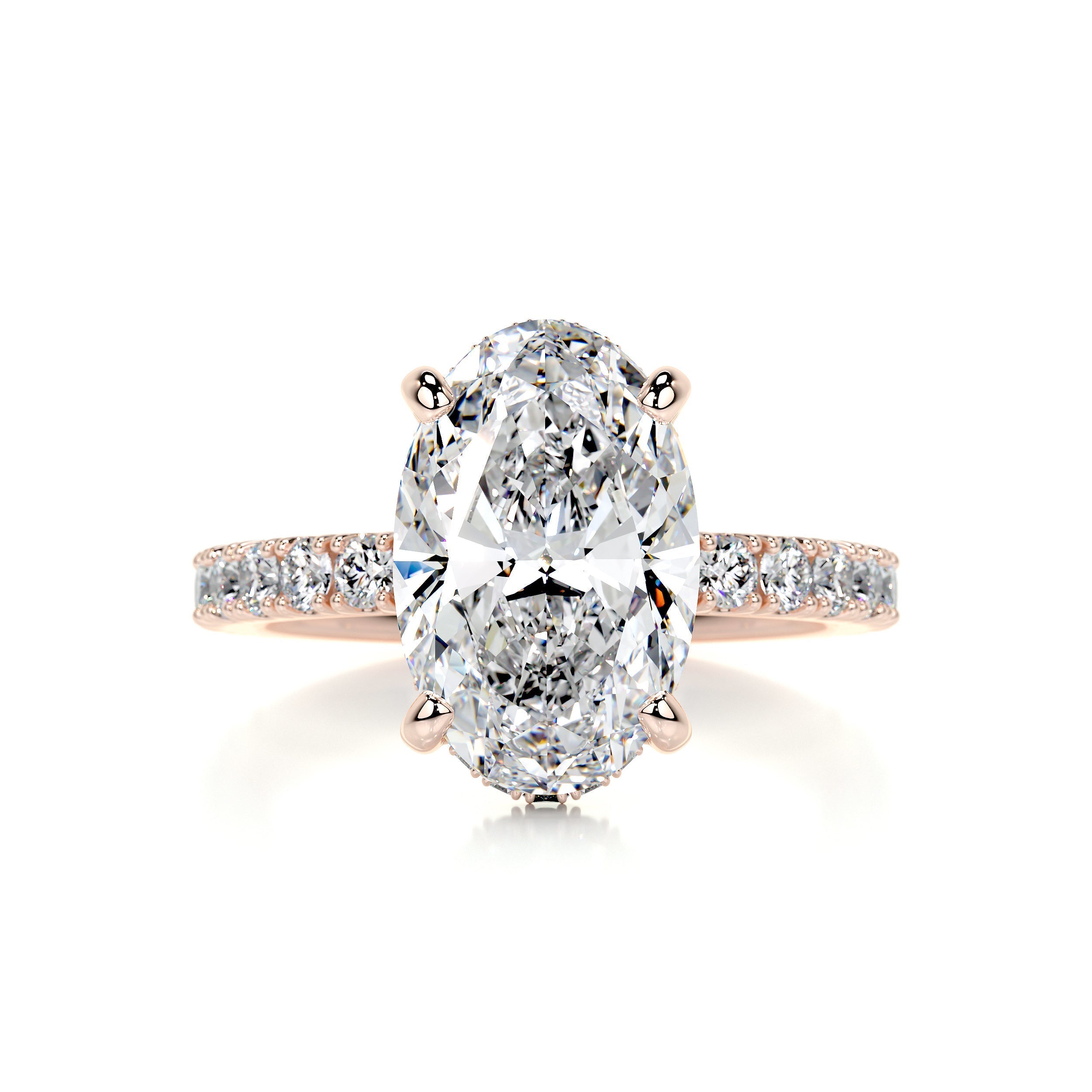 4.3 Carat Oval Hidden Halo Pavé Moissanite Engagement Ring