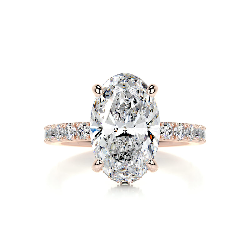 4.3 Carat Oval Hidden Halo Pavé Moissanite Engagement Ring