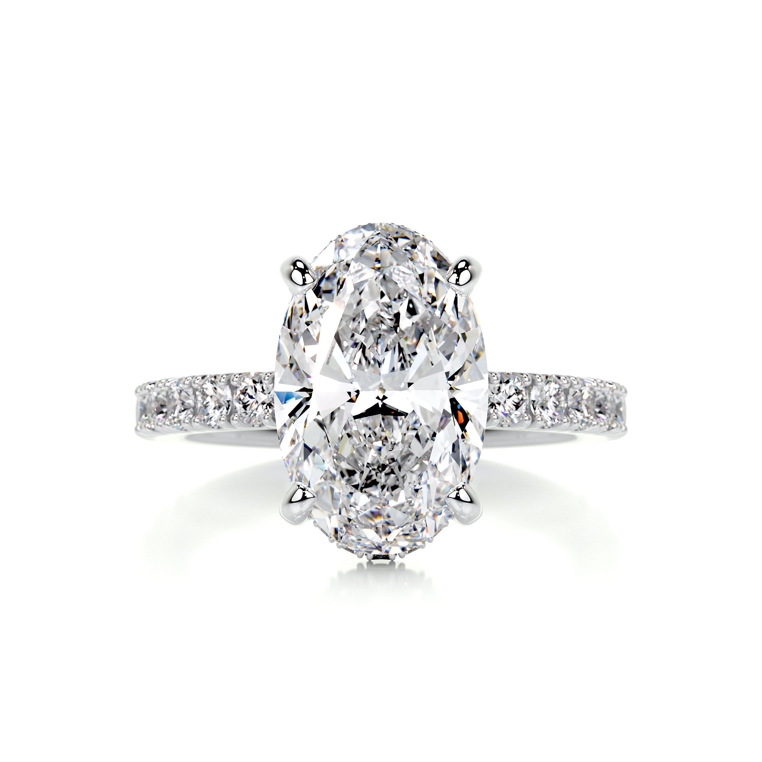 4.3 Carat Oval Hidden Halo Pavé Moissanite Engagement Ring