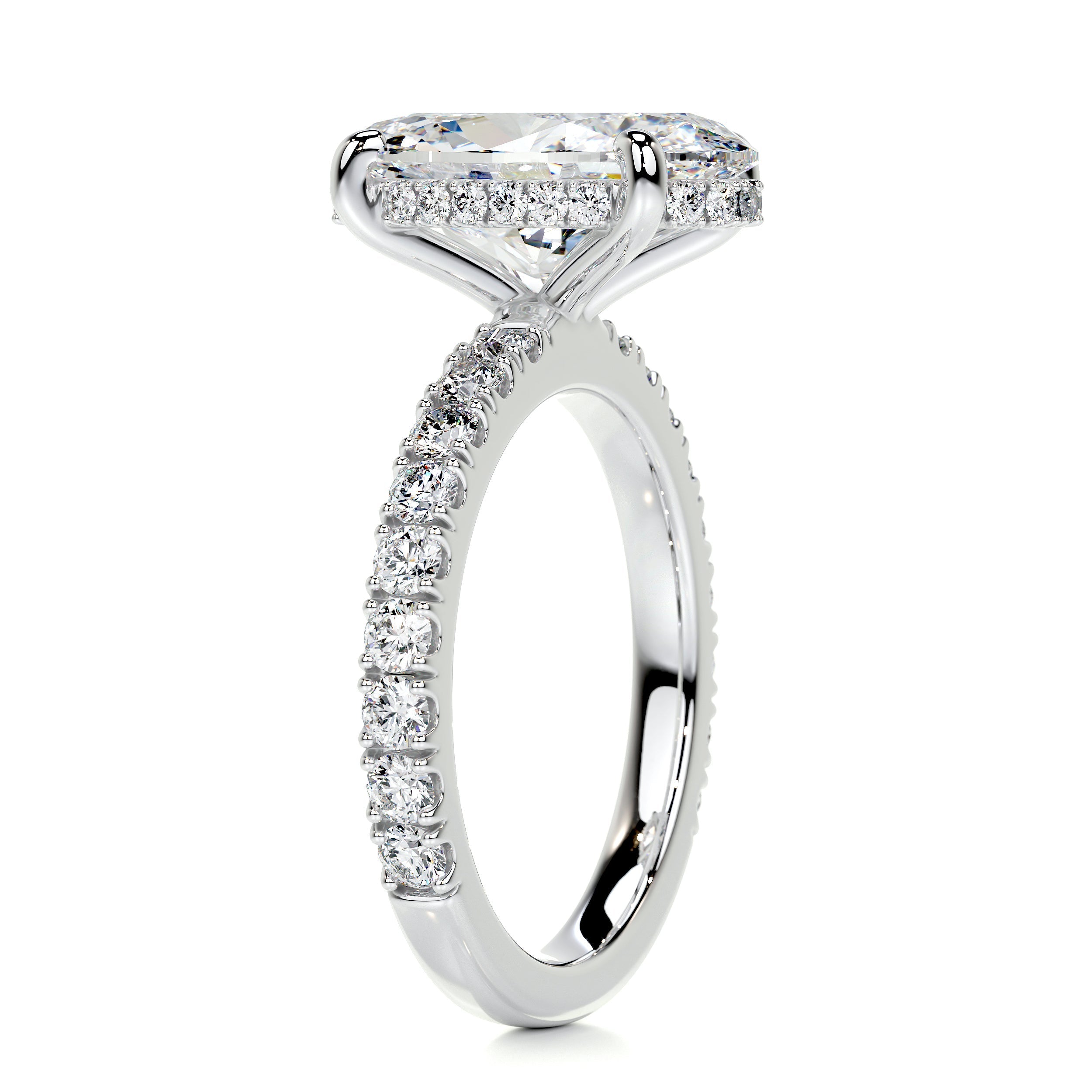 4.3 Carat Oval Hidden Halo Pavé Moissanite Engagement Ring
