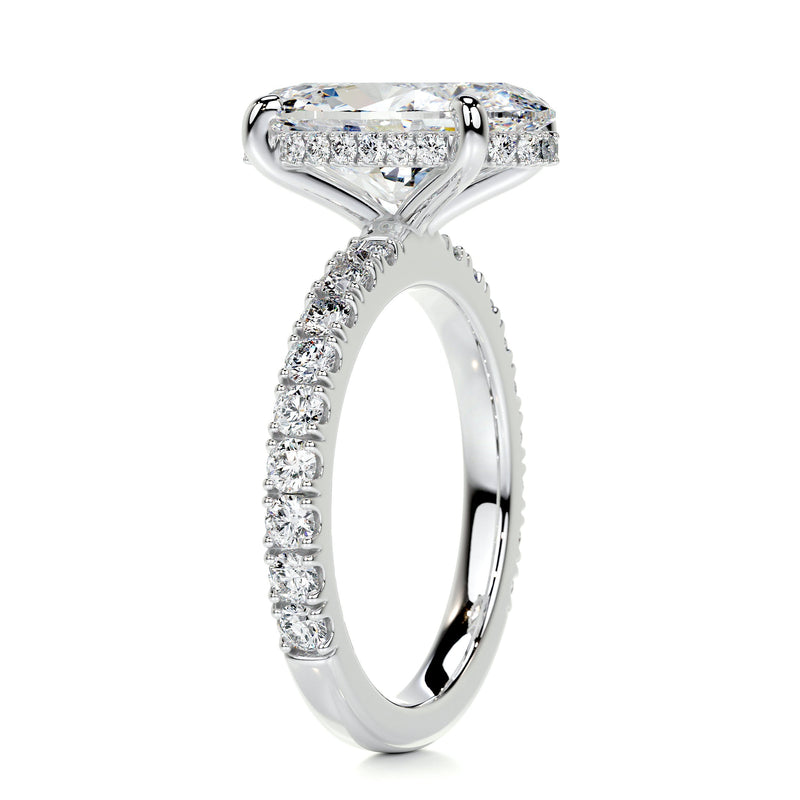4.3 Carat Oval Hidden Halo Pavé Moissanite Engagement Ring