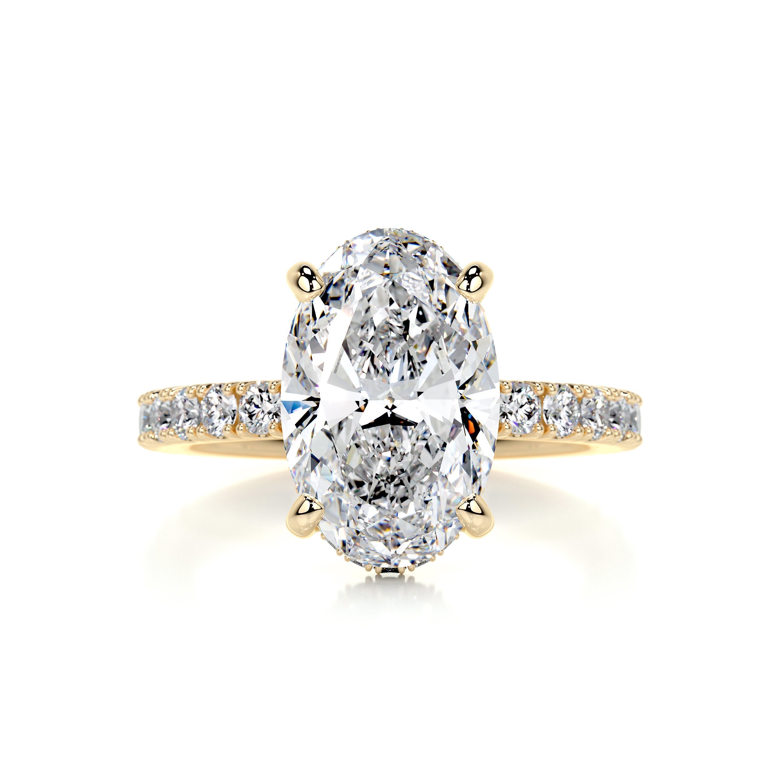 4.3 Carat Oval Hidden Halo Pavé Moissanite Engagement Ring
