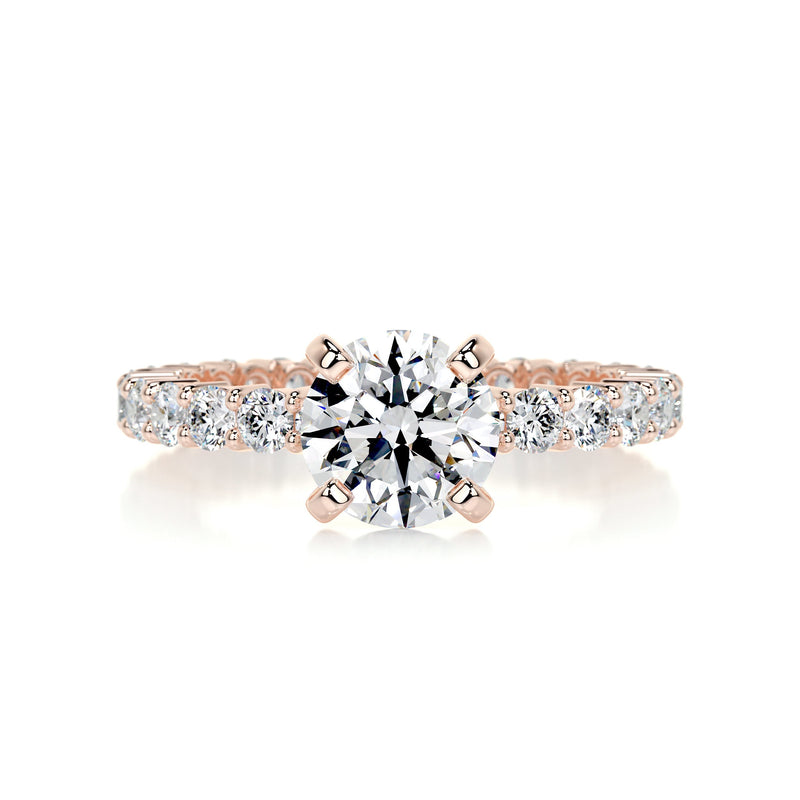 2.35 Carat Round Cut Moissanite Bubble Set Engagement Ring