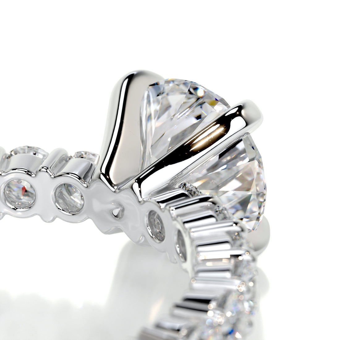 2.35 Carat Round Cut Moissanite Bubble Set Engagement Ring