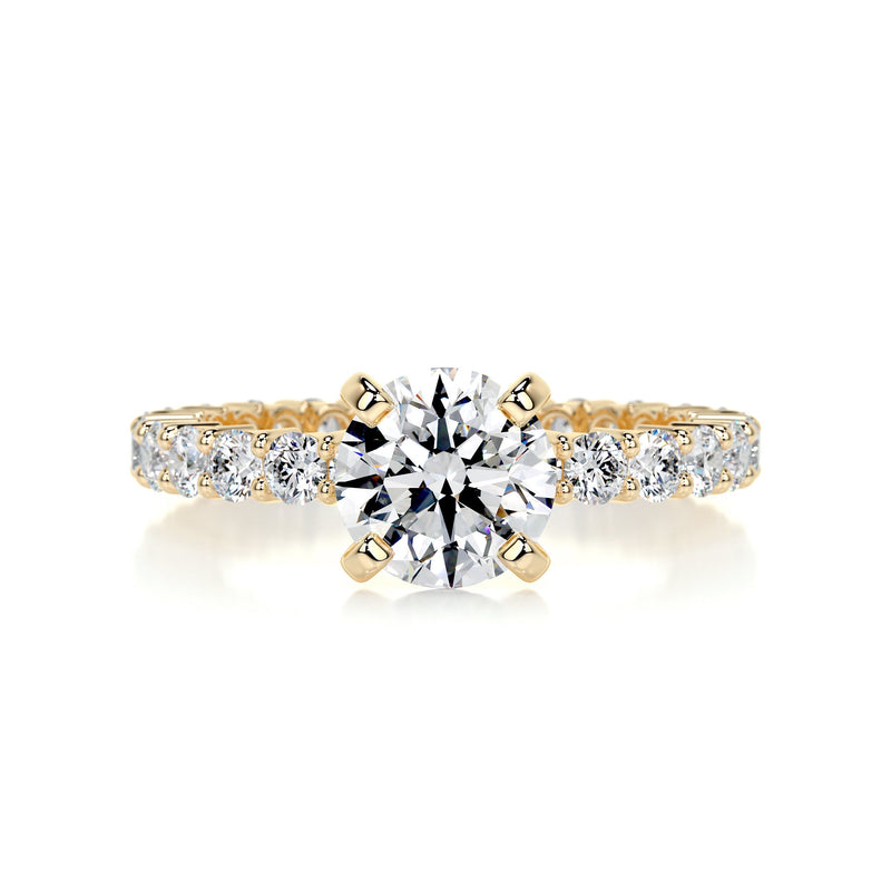 2.35 Carat Round Cut Moissanite Bubble Set Engagement Ring