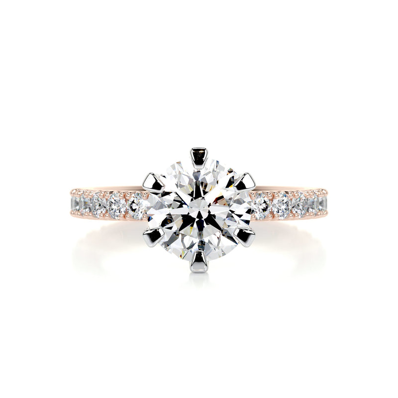 1.85 Carat Round Dual Tone Moissanite Engagement Ring