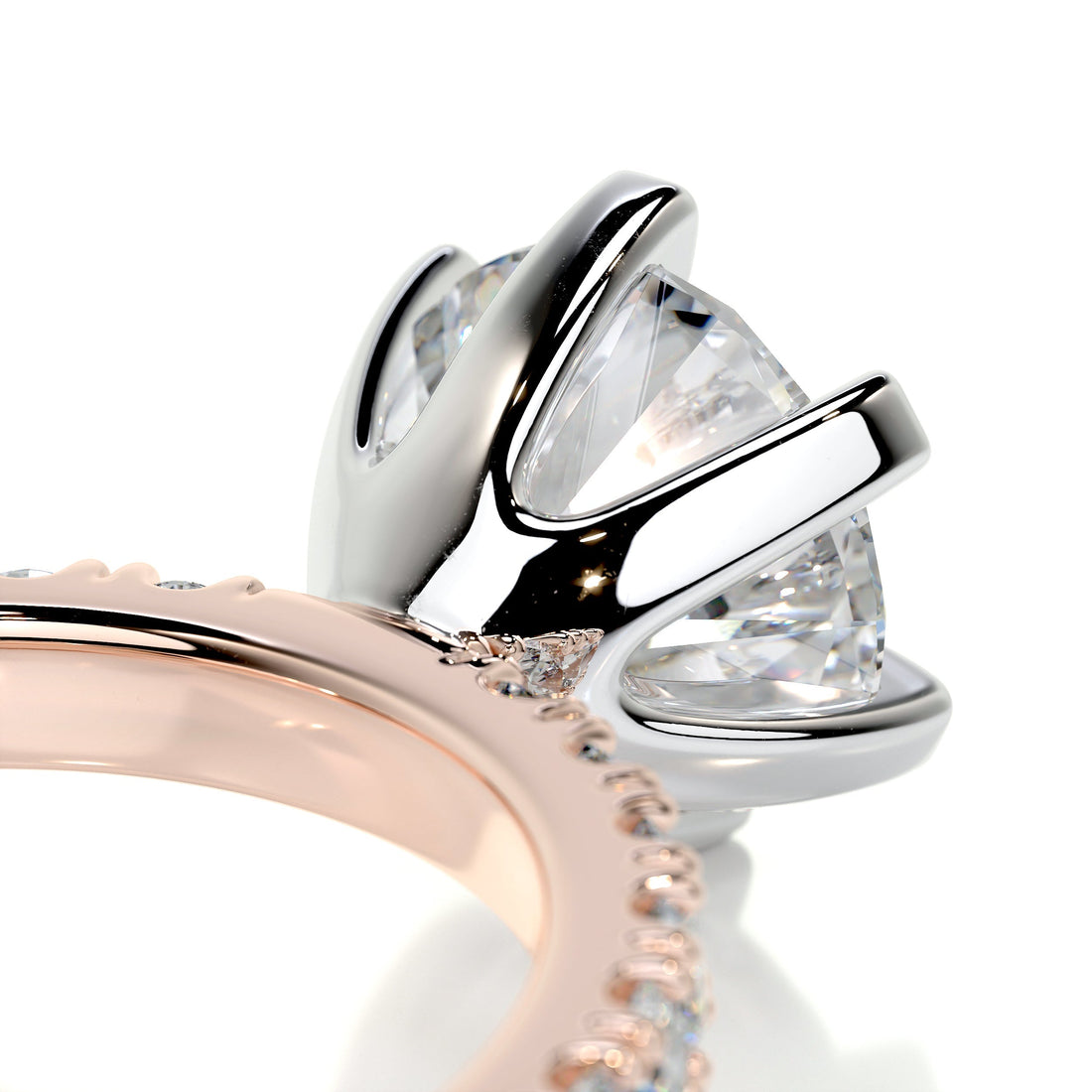 1.85 Carat Round Dual Tone Moissanite Engagement Ring