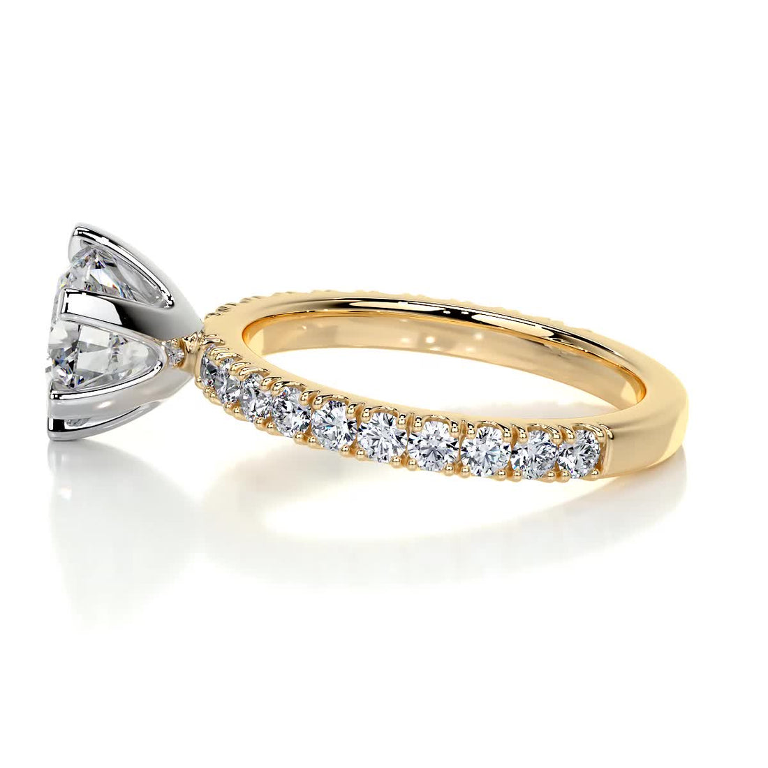 1.85 Carat Round Dual Tone Moissanite Engagement Ring