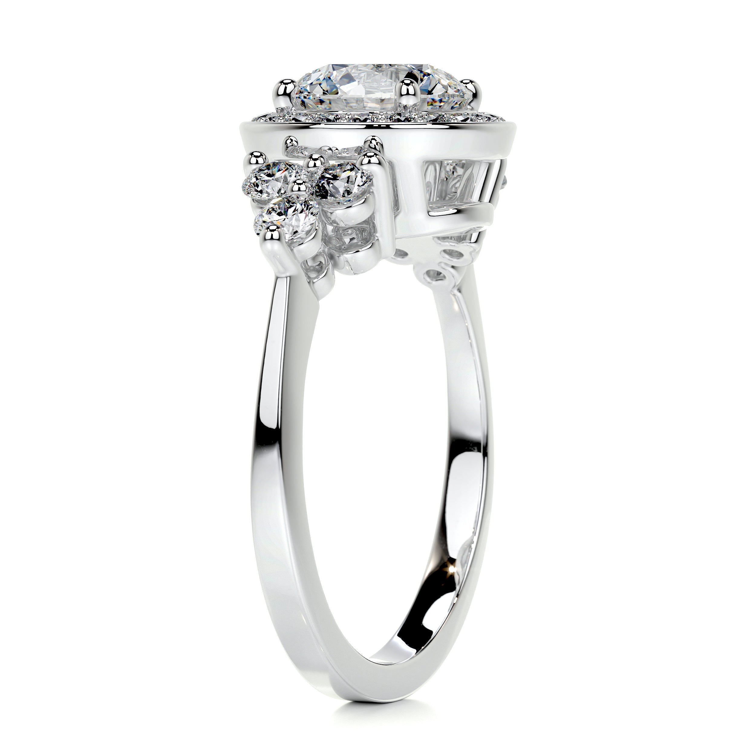 2.0 Carat Round Halo Vintage Moissanite Engagement Ring