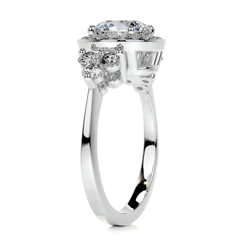 2.0 Carat Round Halo Vintage Moissanite Engagement Ring