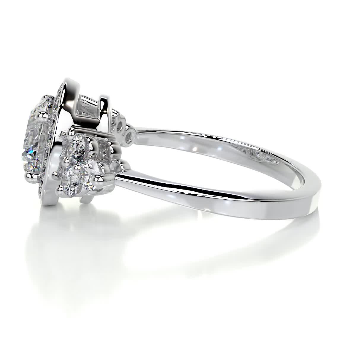 2.0 Carat Round Halo Vintage Moissanite Engagement Ring