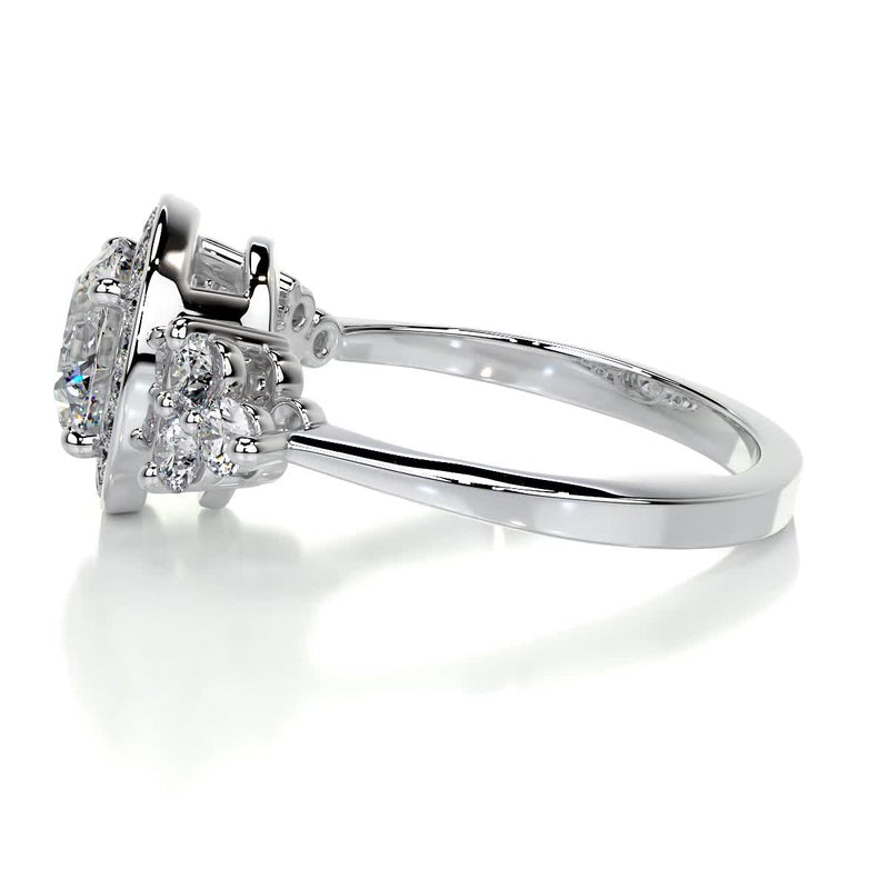 2.0 Carat Round Halo Vintage Moissanite Engagement Ring