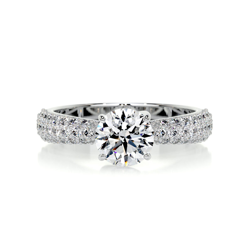 2.2 Carat Round Dual Curved Pavé Moissanite Engagement Ring