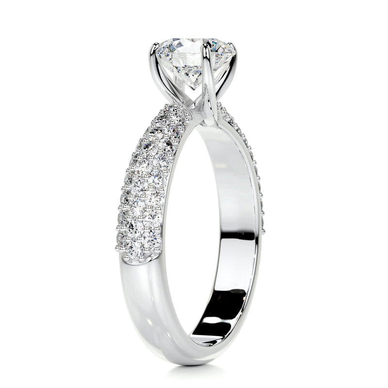 2.2 Carat Round Dual Curved Pavé Moissanite Engagement Ring