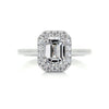 1.95 Carat Emerald Halo Moissanite Diamond Engagement Ring