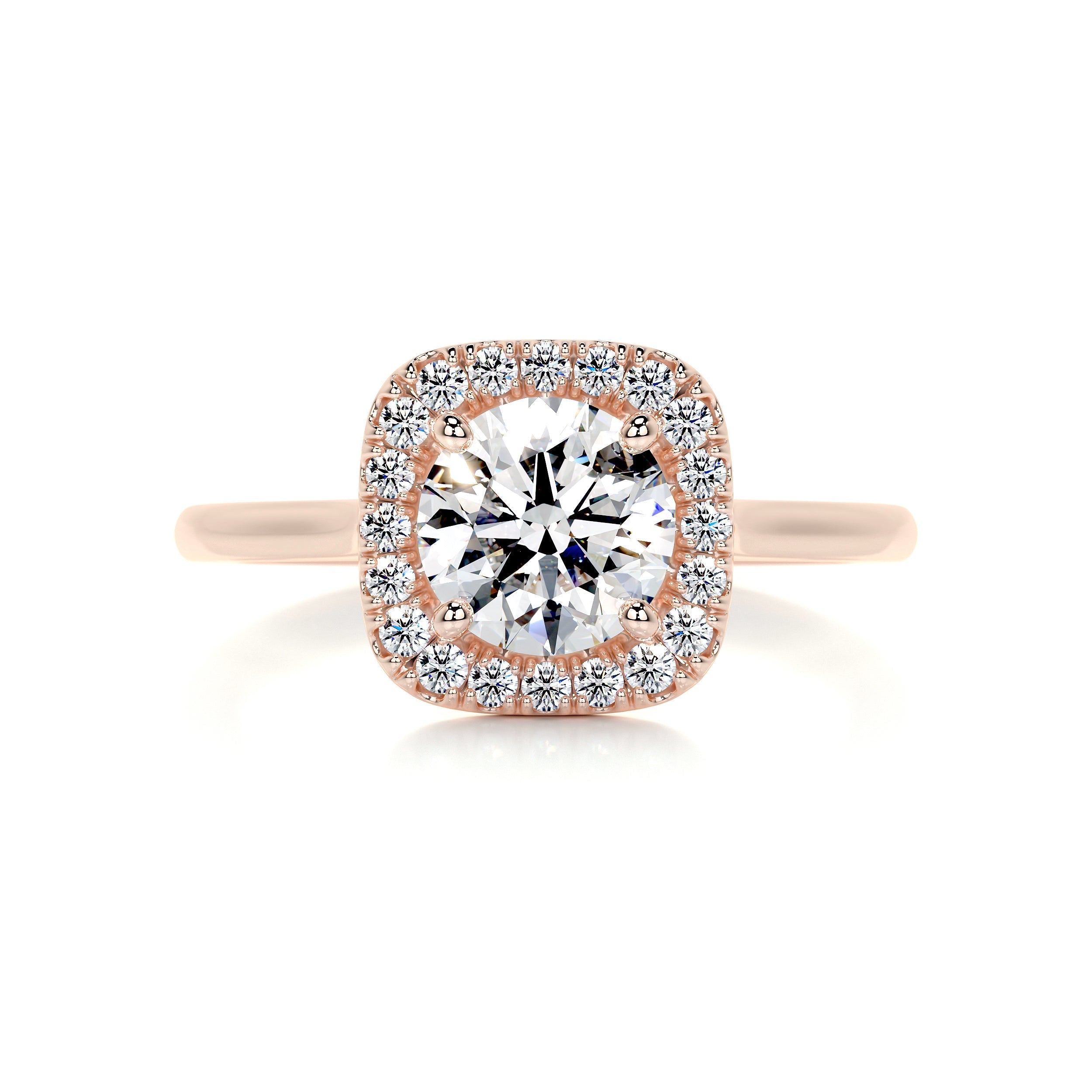 1.70 Carat Round Brilliant Halo Moissanite Engagement Ring