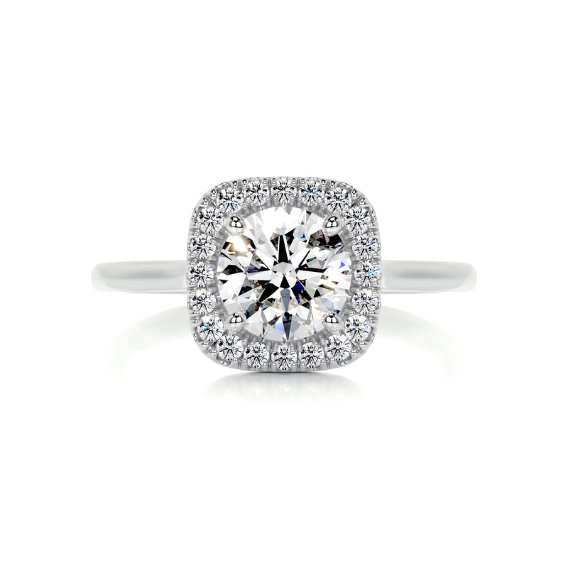 1.70 Carat Round Brilliant Halo Moissanite Engagement Ring