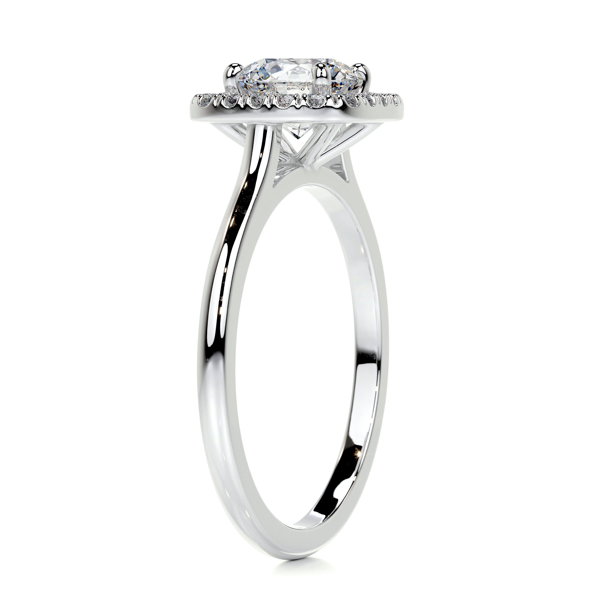 1.70 Carat Round Brilliant Halo Moissanite Engagement Ring