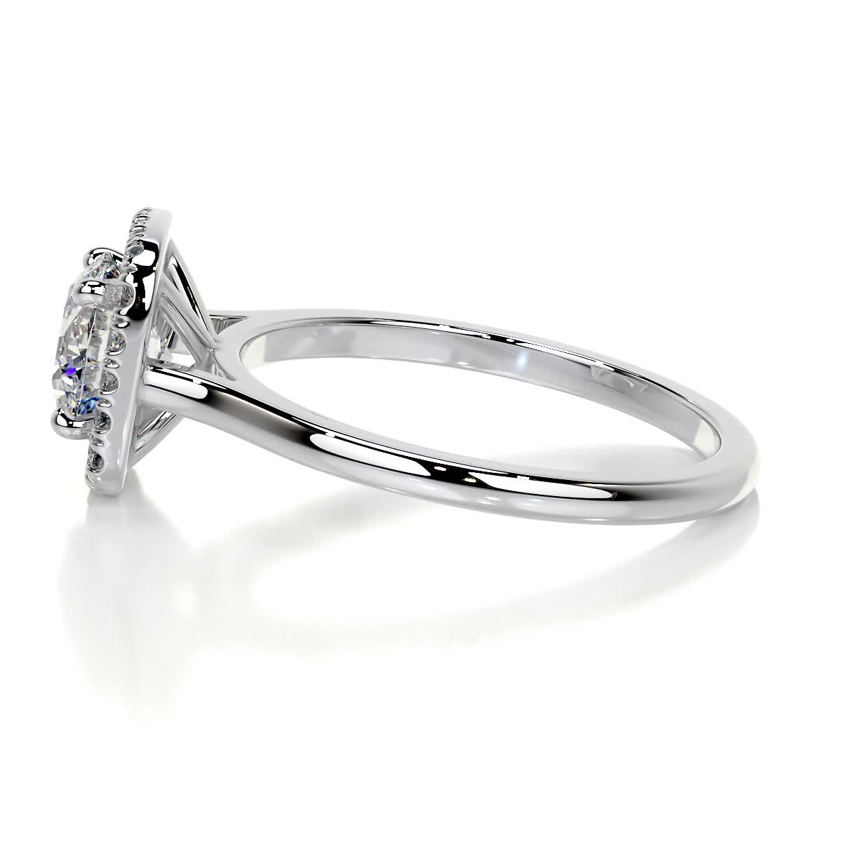 1.70 Carat Round Brilliant Halo Moissanite Engagement Ring