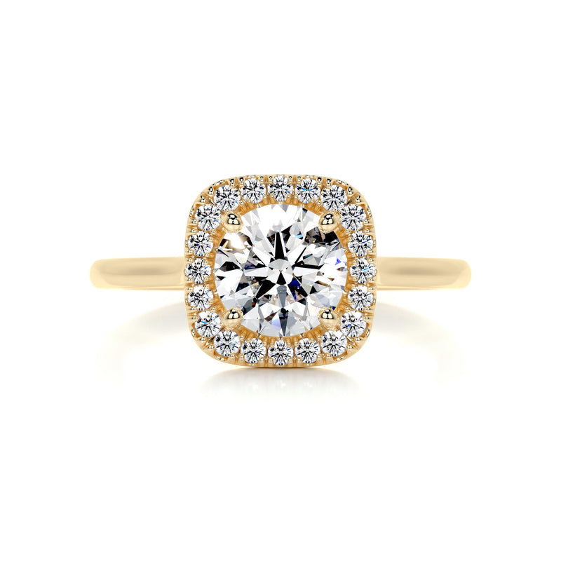 1.70 Carat Round Brilliant Halo Moissanite Engagement Ring