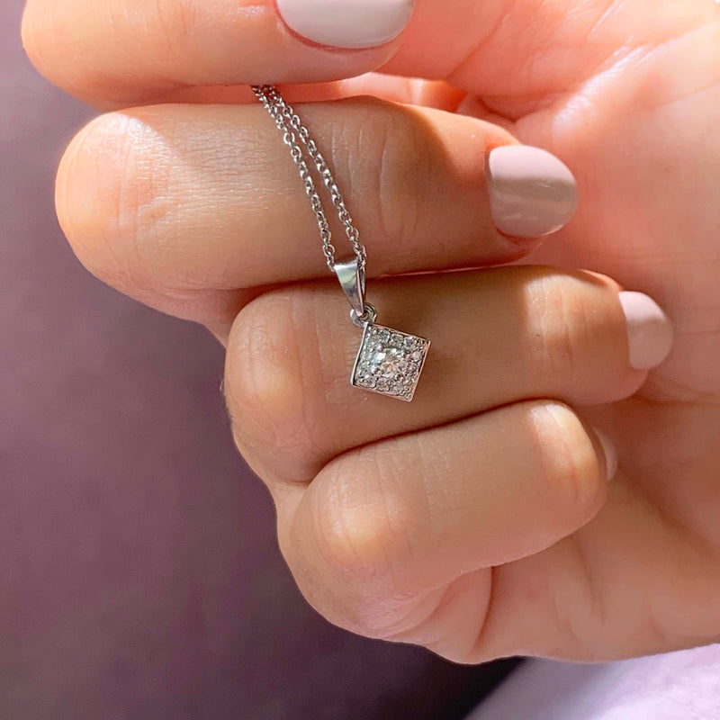 Round Halo Diamond Necklace For Women