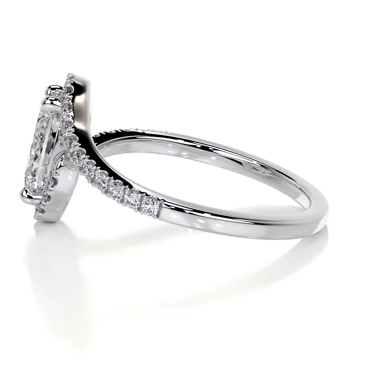1.3 Carat Twisted Halo Oval Cut Moissanite Engagement Ring