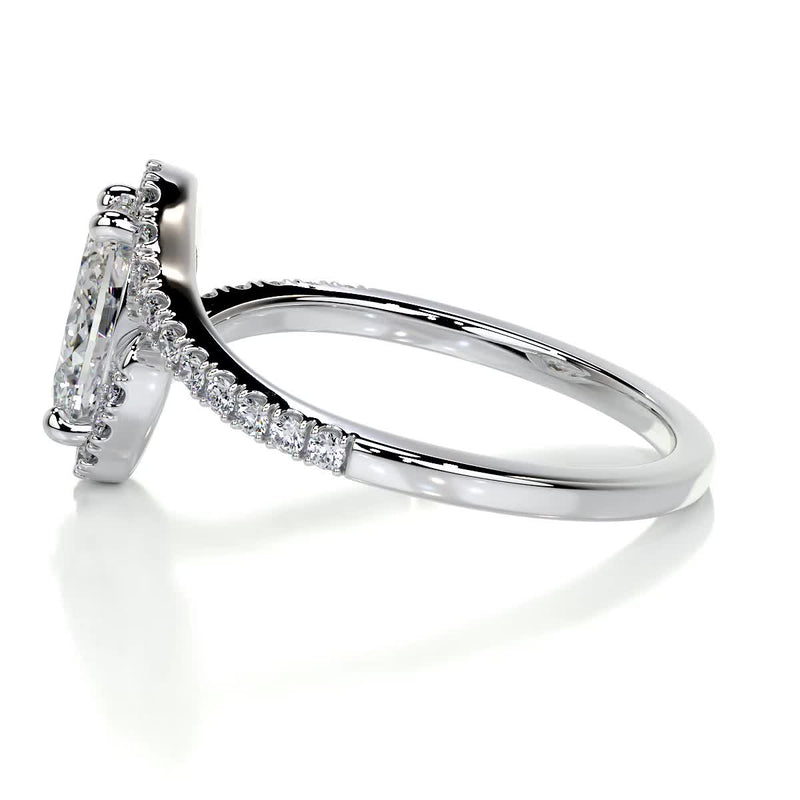 1.3 Carat Twisted Halo Oval Cut Moissanite Engagement Ring