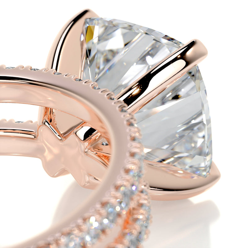 3.0 Carat Cushion Simple Pavé Moissanite Bridal Wedding ring set