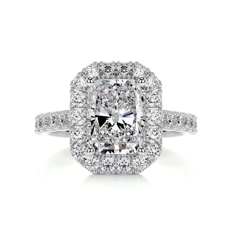2.85 carat Radiant Halo Moissanite Pavé Engagement Ring