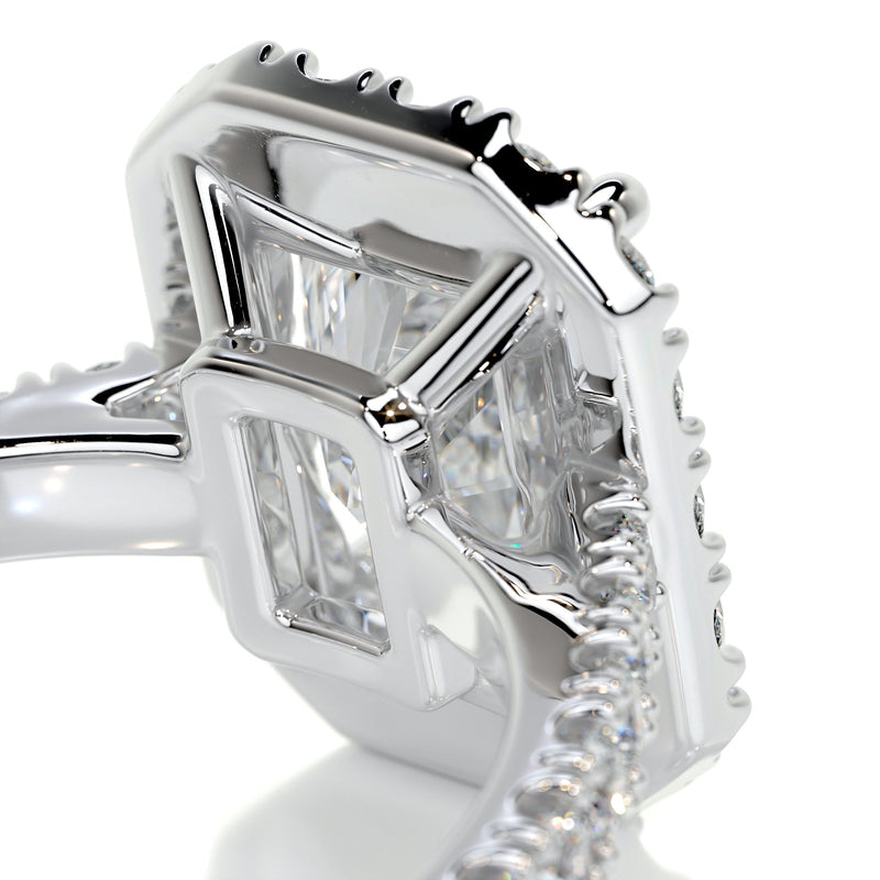 2.85 carat Radiant Halo Moissanite Pavé Engagement Ring