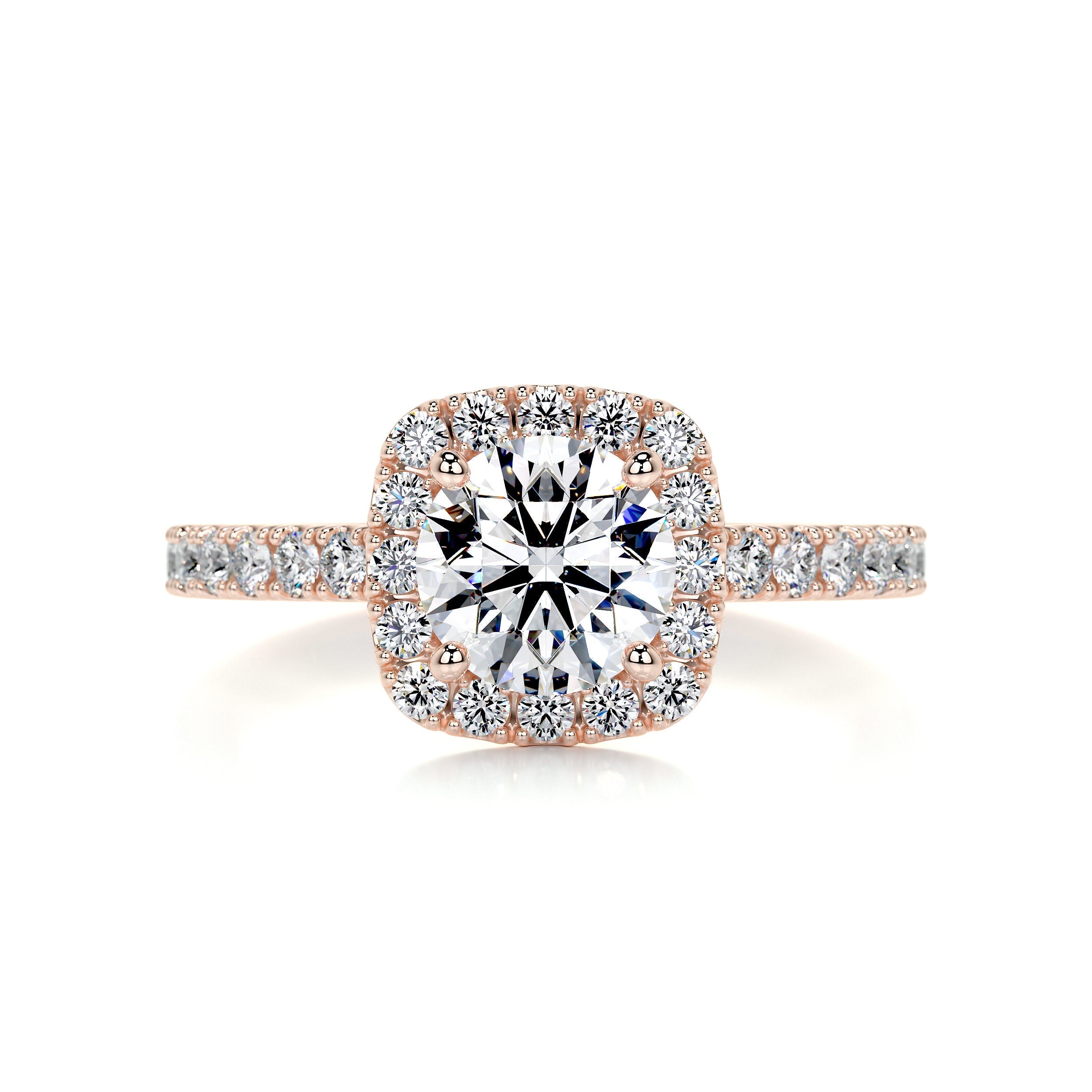 1.95 Carat Round Halo Moissanite Engagement Ring