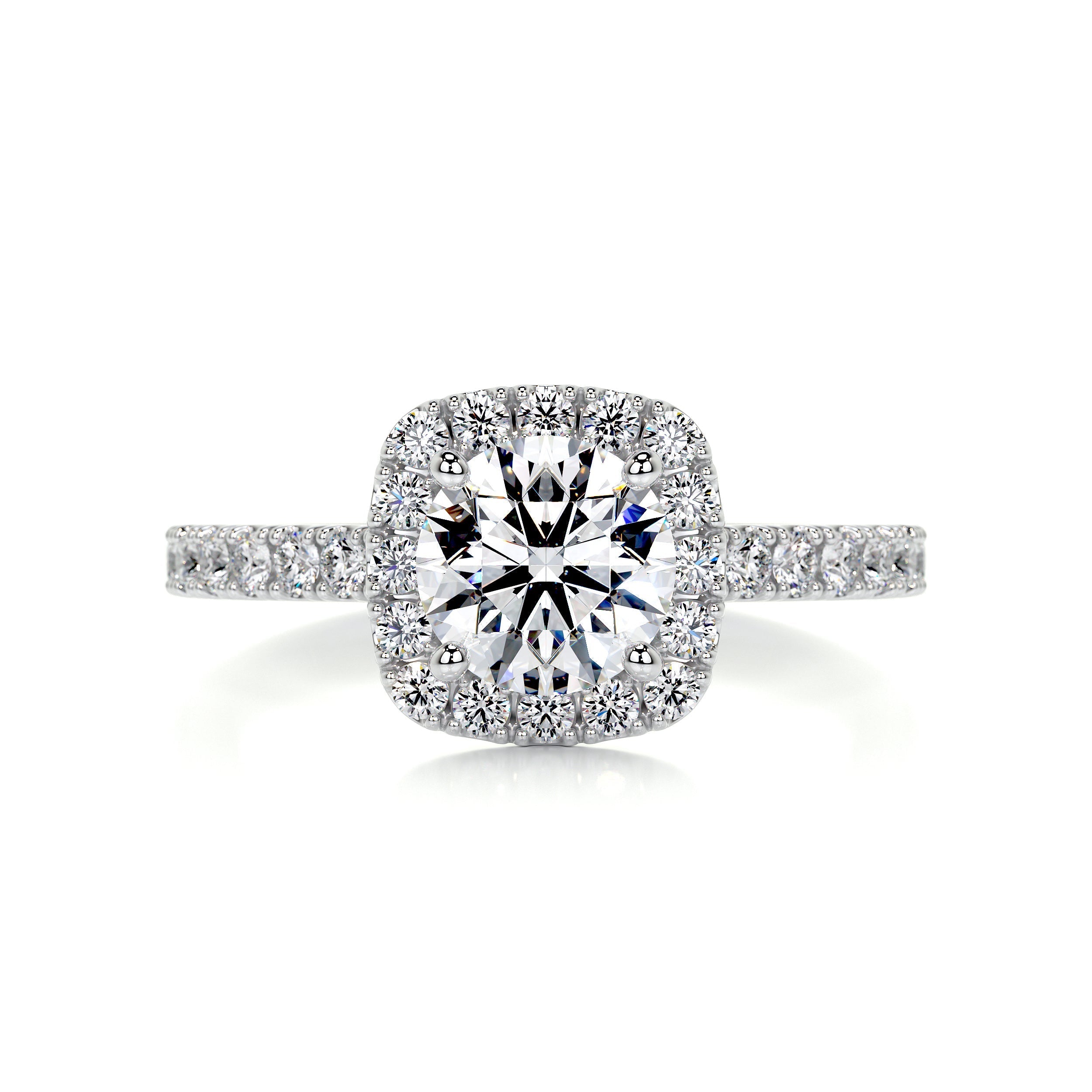 1.95 Carat Round Halo Moissanite Engagement Ring
