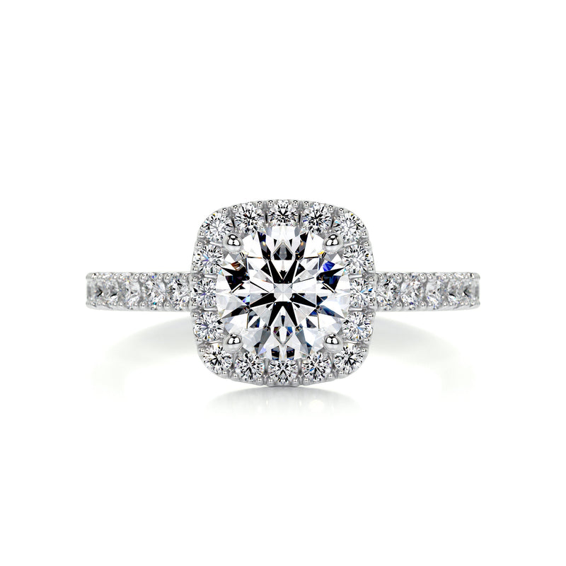 1.95 Carat Round Halo Moissanite Engagement Ring