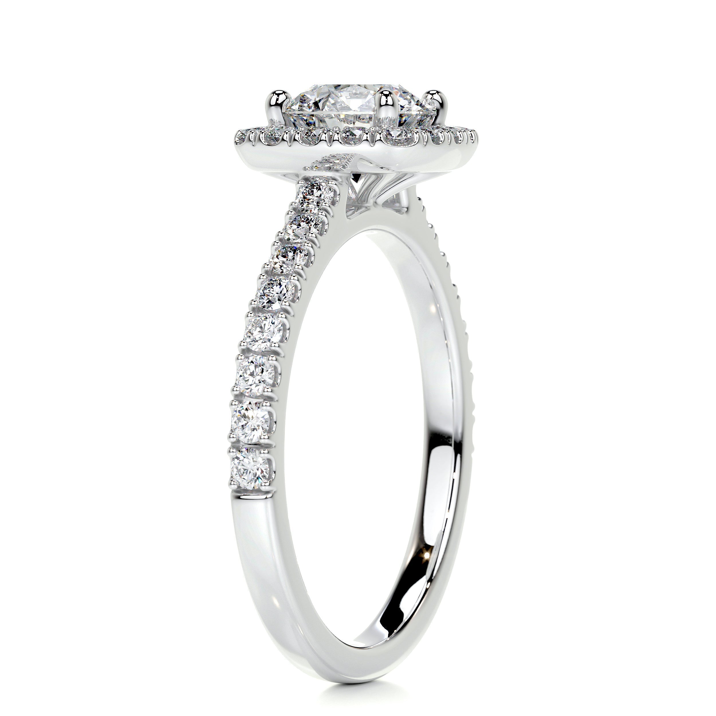 1.95 Carat Round Halo Moissanite Engagement Ring