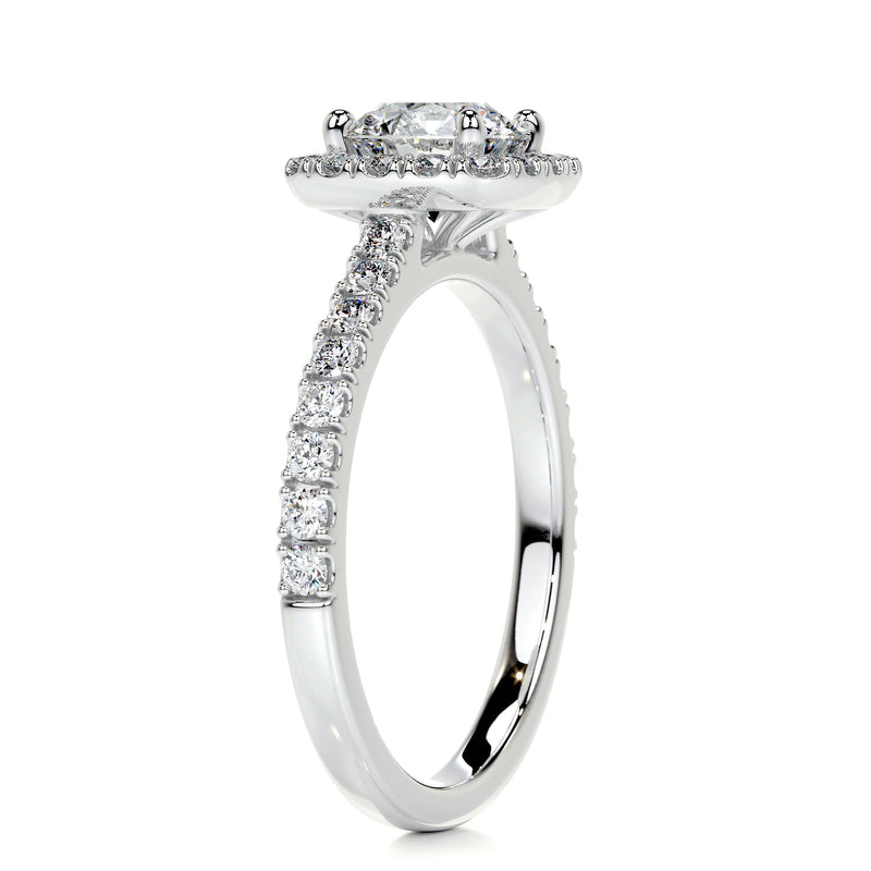 1.95 Carat Round Halo Moissanite Engagement Ring