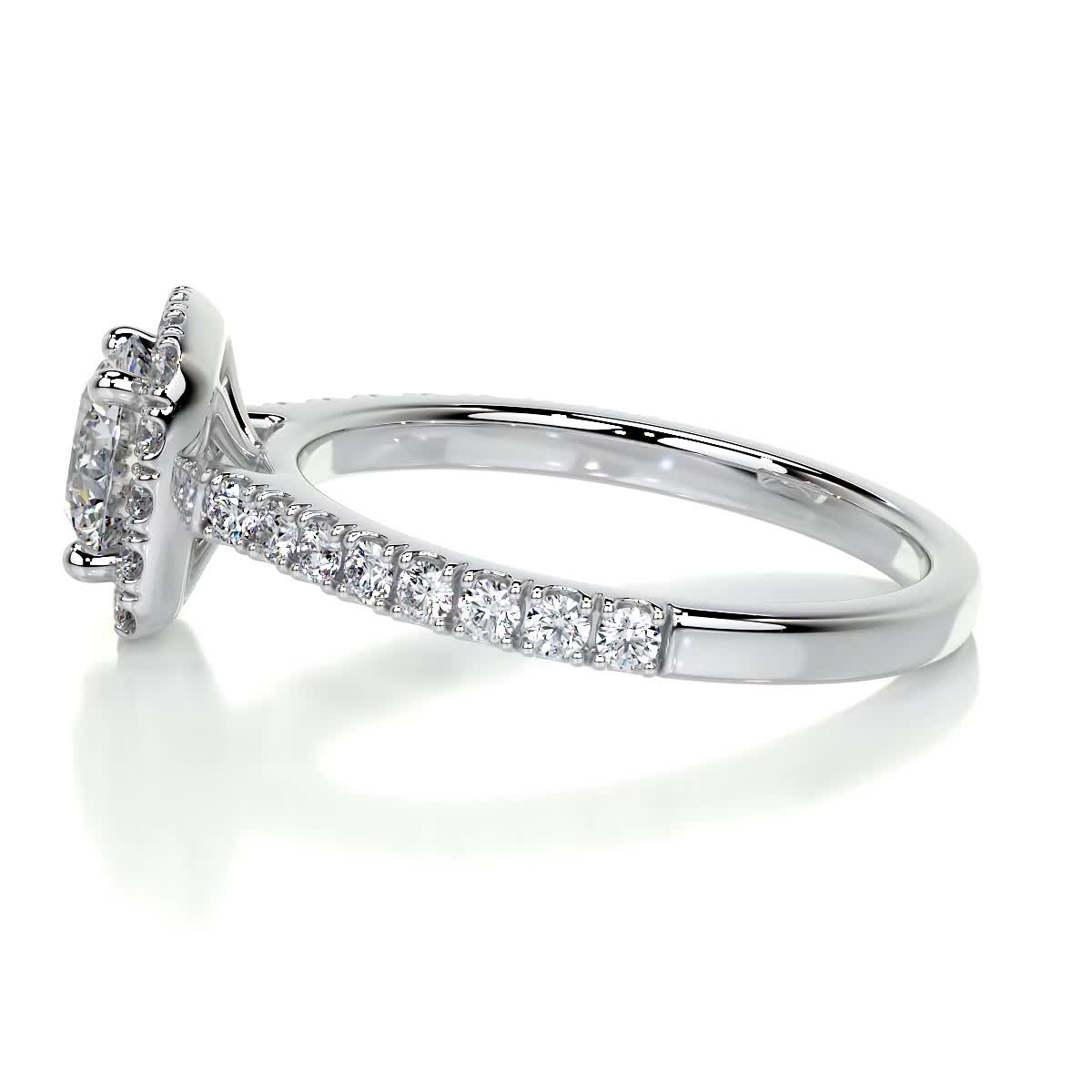 1.95 Carat Round Halo Moissanite Engagement Ring