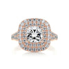 1.96 Carat Cushion Double Halo Split Shank Moissanite Engagement Ring