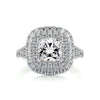 1.96 Carat Cushion Double Halo Split Shank Moissanite Engagement Ring