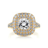 1.96 Carat Cushion Double Halo Split Shank Moissanite Engagement Ring