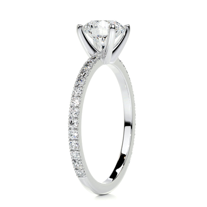 2.12 Carat Round Pave Moissanite Simple Engagement Ring