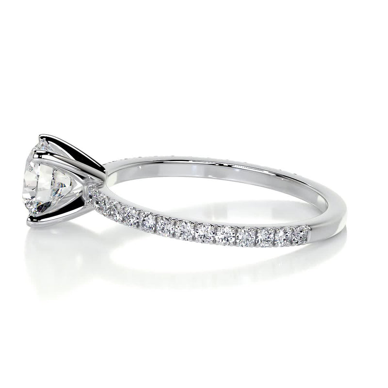 2.12 Carat Round Pave Moissanite Simple Engagement Ring