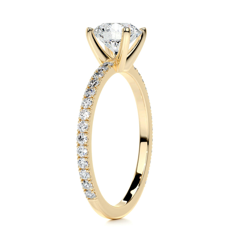 2.12 Carat Round Pave Moissanite Simple Engagement Ring