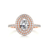 1.76 Double Halo Oval Cut Moissanite Engagement Ring
