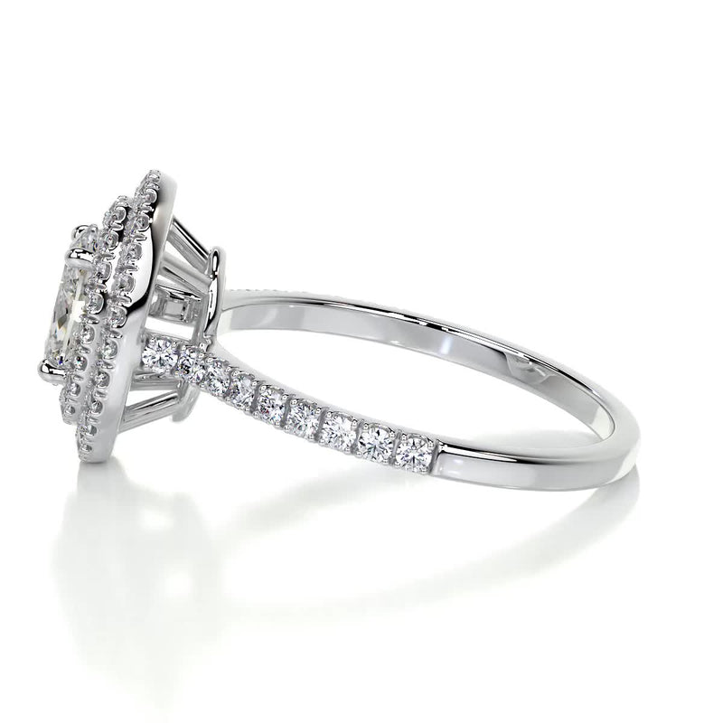 1.76 Double Halo Oval Cut Moissanite Engagement Ring