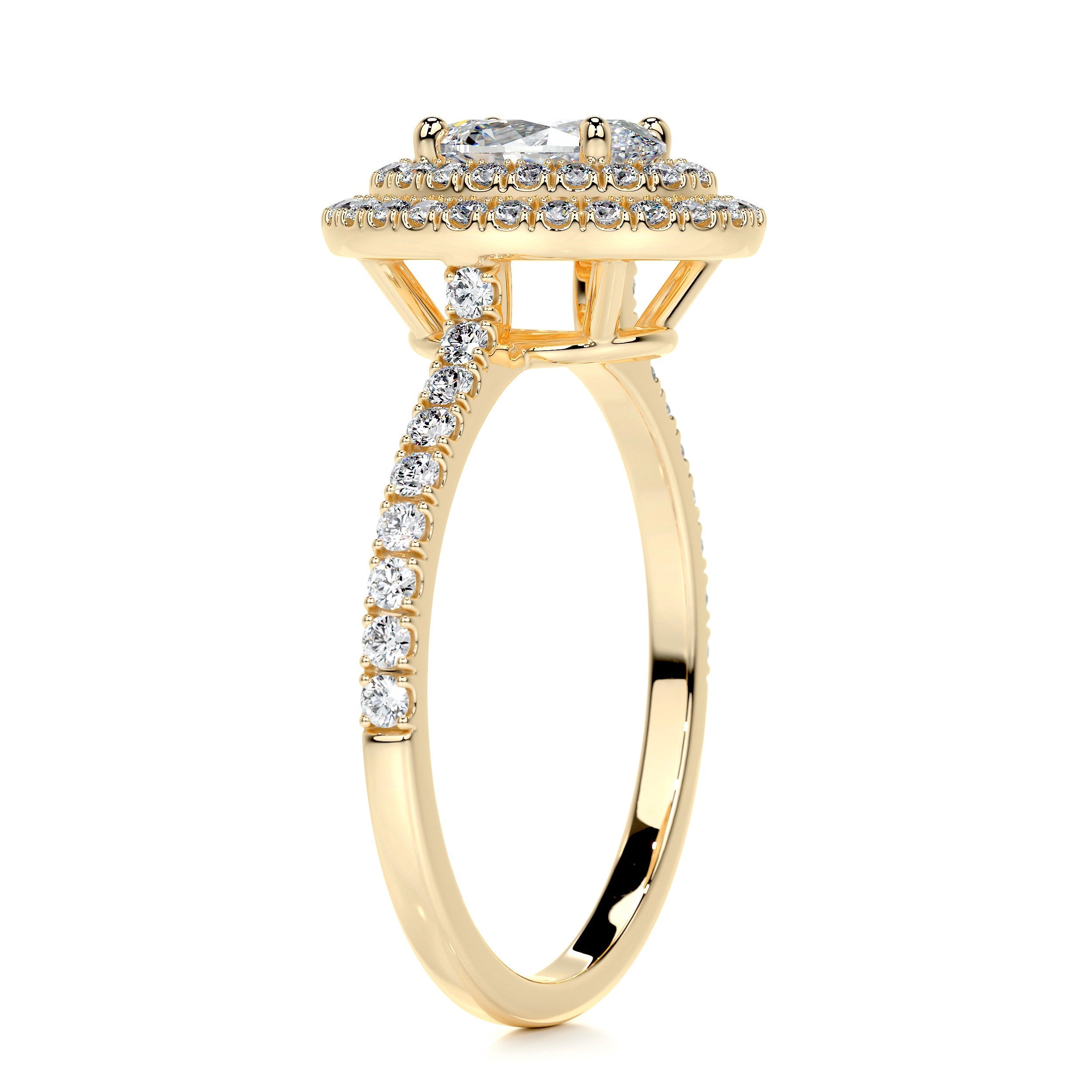 1.76 Double Halo Oval Cut Moissanite Engagement Ring