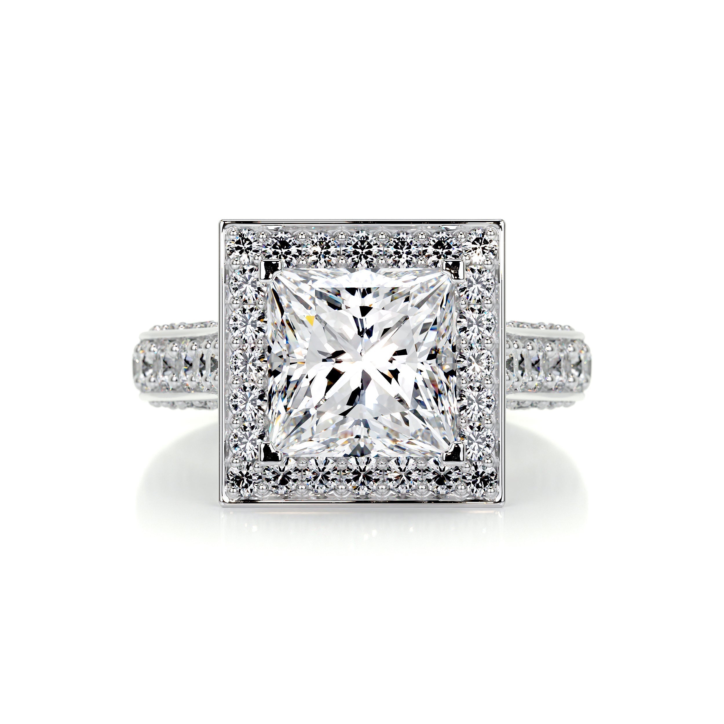 3.73 Carat Square Princess Triple Halo Moissanite Engagement Ring